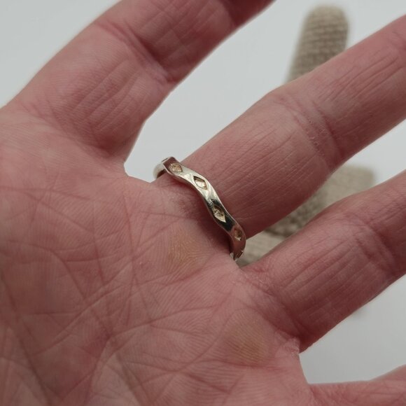 Size 9.5 Sterling Silver Diamond Pattern Rustic Unisex Ring A2553 - Picture 3 of 7